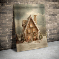 Winter Village Christmas Canvas Print, Gingerbread House Christmas Wall Art, Festive Gingerbread Holiday Poster, Christmas Digital Download