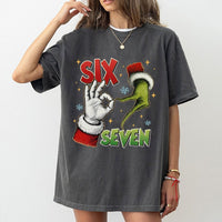 Humorous Christmas Santa Graphic Tee, Six Seven Meme T-Shirt, Viral Meme Holiday Shirt, Sarcastic Xmas Graphic T-Shirt, Party Humor Top