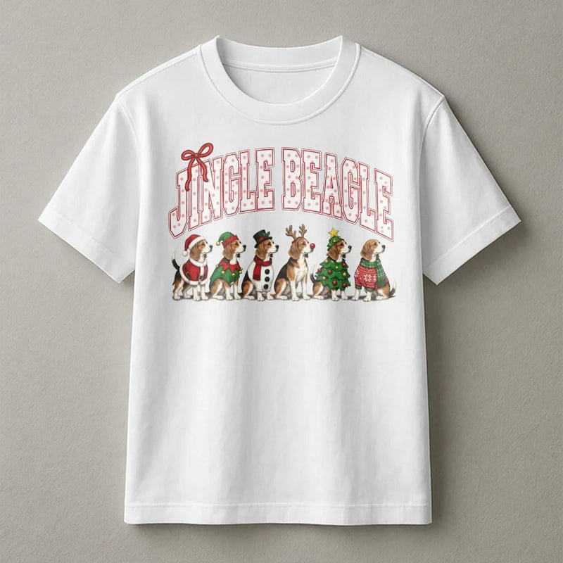 Humorous Beagle Dog Christmas T-Shirt, Jingle Beagle Christmas Shirt, Retro Beagle Holiday Tee, Adorable Dog Lover Xmas Graphic Tee, Holiday Present