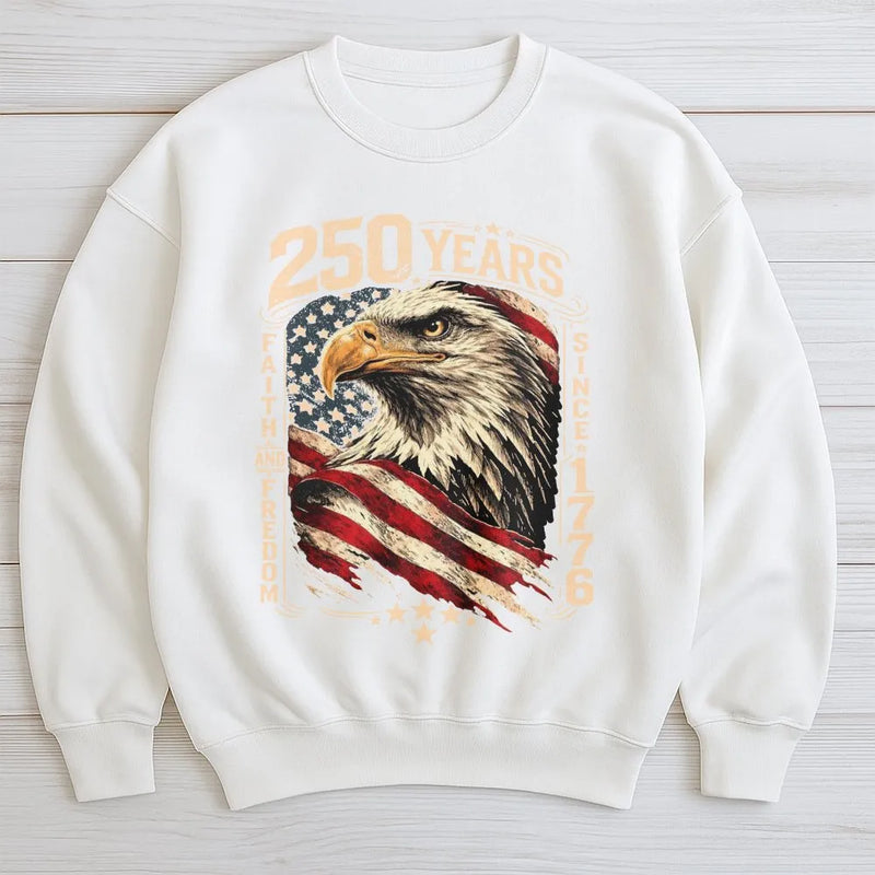 250 Years of Freedom Hoodie | Vintage Eagle & American Flag Graphic | Premium Cotton Blend | Unisex USA Patriot Gift for 2026