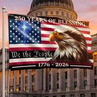 250 Years of Blessing American Flag | We The People 1776-2026 Commemorative | Double-Sided Polyester Grommet Flag | Patriotic Home Decor