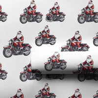 Motorcycle Santa Gift Wrap, Biker Santa Christmas Wrapping Paper, Cruiser Bike Christmas Wrapping Paper, Biker Holiday Gift Wrap Paper Roll