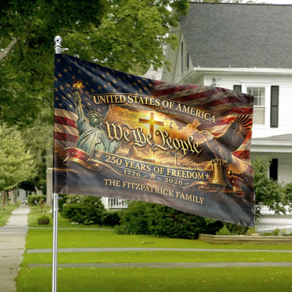 We The People House Flag | 250 Years of Freedom Patriotic Design | Premium Weather-Resistant Polyester | Gift for Americana Collectors