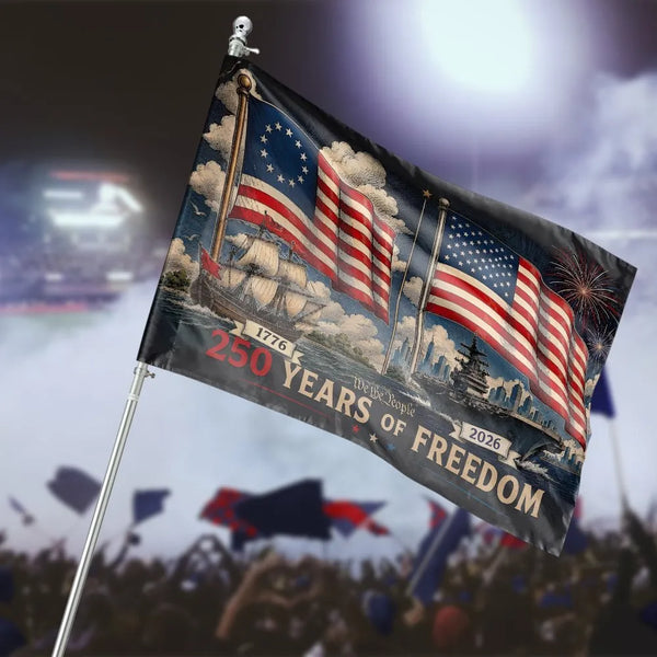 250 Years of Freedom House Flag |1776–2026 America Semiquincentennial Patriotic Art | Double-Sided Weather-Resistant Outdoor Flag | Patriotic Gift for American History Fans