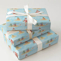 Hawaiian Santa Gift Wrap, Tropical Santa Wrapping Paper, Christmas in July Wrapping Paper, Holiday Beach Wrapping Paper, Xmas Gift Wrap Roll