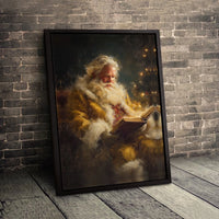 Classical Santa Painting Canvas Print, Vintage Santa Claus Canvas Wall Art, Christmas Holiday Canvas Decor, Retro Santa Xmas Portrait Present