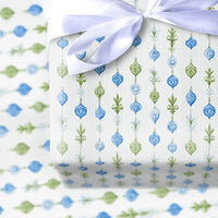 Blue Green Garland Gift Wrap, Watercolor Ornament Christmas Wrapping Paper, Holiday Botanical Wrapping Paper, Elegant Winter Gift Wrap Roll