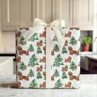 Winter Snow Tree Gift Wrap, Havanese Dog Christmas Wrapping Paper, Watercolor Dog Holiday Wrapping Paper, Adorable Pet Lover Gift Wrap Roll