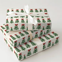 Red Bow Holiday Gift Wrap Roll, Watercolor Christmas Tree Wrapping Paper, Classic Pine Tree Wrapping Paper, Vintage Christmas Gift Wrap