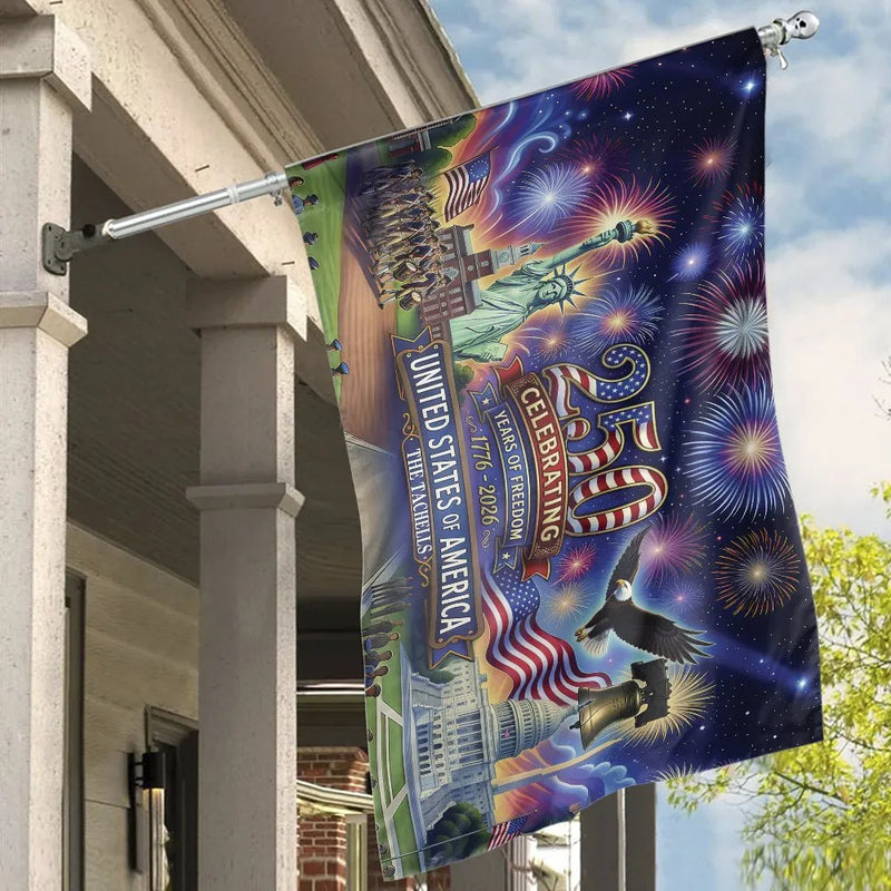 USA 250th Anniversary House Flag | Celebrating 250 Years of Freedom1776-2026 Patriotic Art | Weather-Resistant DoubleSided Premium Polyester | Gift for Patriotic American History Fans