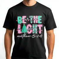 Matthew 5, Be the Light Shirt, 14 Christian T-Shirt, Plaid Christmas Tree Graphic Tee, Faith Based Holiday Tee, Christian Christmas Present