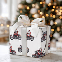 Motorcycle Santa Gift Wrap, Biker Santa Christmas Wrapping Paper, Cruiser Bike Christmas Wrapping Paper, Biker Holiday Gift Wrap Paper Roll