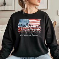 America 250 Sweatshirt | 250 Years of Freedom Floral Flag Watercolor Art | Soft Cotton Polyester Blend | Patriotic 4th of July Gift