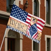 America 250th Anniversary Flag | 250 Years of Freedom with Patriotic Dog | Double Sided Premium Polyester | Commemorative Gift for Patriots & Dog Lovers