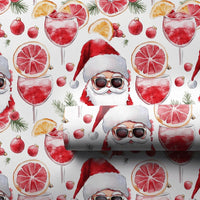 Christmas Cocktail Holiday Gift Wrap, Cool Santa Sunglasses Wrapping Paper, Tropical Holiday Wrapping Paper, Humorous Secret Santa Gift Wrap