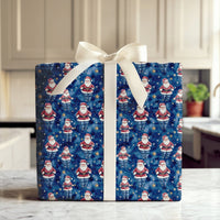 Humorous Denim Santa Gift Wrap, Santa in Blue Jeans Wrapping Paper, Starry Night Christmas Wrapping Paper, Whimsical Holiday Gift Wrap Roll