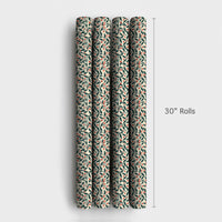 Red Berry Green Leaf Gift Wrap, Botanical Christmas Wrapping Paper, Winter Holiday Wrapping Paper, Festive Botanical Gift Wrap Roll