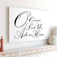 Religious Christmas Canvas Wall Art, O Come Let Us Adore Him Canvas, Christian Scripture Canvas Print, Minimalist Holiday Church Home Decor