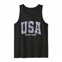 Patriotic USA Floral Tank Top | 250 Years of Freedom Red White and Blue Botanical Print | Soft Lightweight Breathable Fabric | 4th of July Independence Day Summer Outfit Gift