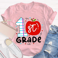 Personalized Grade 1st Grade Red Apple Teacher T-Shirt