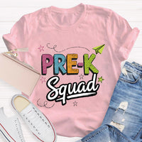 Personalized Grade Pre-k Squad Teacher T-Shirt