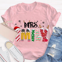 Personalized Name Christmas Teacher Emily T-Shirt