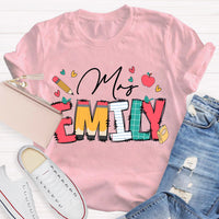 Personalize Name Apple Teacher T-Shirt