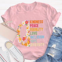 Kindness Peace And Love Flower Peace Sign T-Shirt