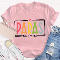 Make It Possible Pink Heart Teacher T-Shirt