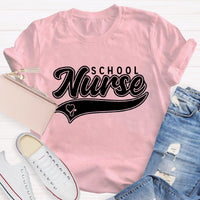 School Nurse Letter Printed T-Shirt