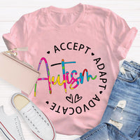 Autism Accept Adapt Advocate Teacher T-Shirt