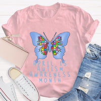 April is Autism Awareness Month with Blue Butterfly T-Shirt