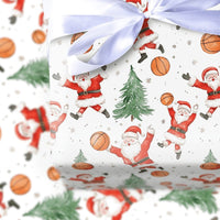 Sports Christmas Gift Wrap, Basketball Santa Wrapping Paper, Watercolor Basketball Holiday Wrapping Paper, Athlete Xmas Gift Wrapping Paper