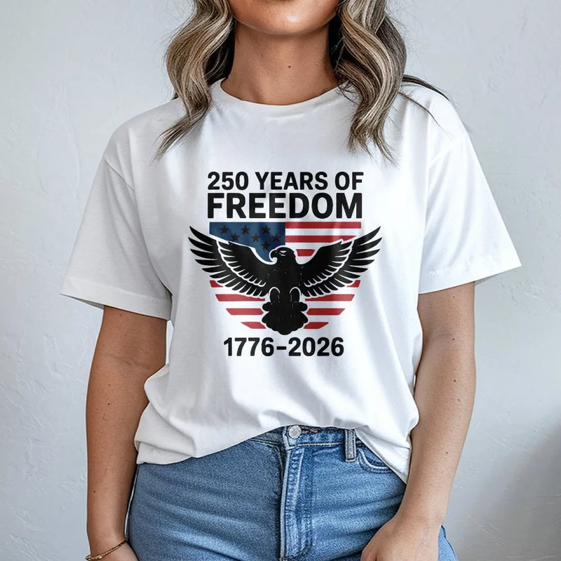 250 Years Of Freedom T-Shirt | American Eagle 1776-2026 Anniversary | Premium Cotton Graphic Tee | Patriotic Semicentennial Gift For Men Women