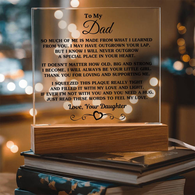 Sentimental Poem Plaque, Daughter to Dad Acrylic Plaque, LED Night Light Plaque, Fathers Day Desk Sign, Birthday Christmas Present for Dad