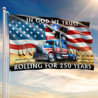 250 Years America Flag | Truck Driver Patriotic House Flag | In God We Trust Eagle Design | UV-Resistant Polyester Garden Flag