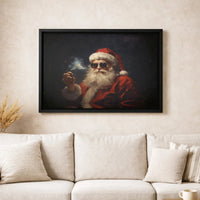 Smoking Santa Wall Art, Cool Santa Claus Canvas Print, Sunglasses Santa Canvas, Edgy Christmas Canvas Art, Holiday Decor Present for Him