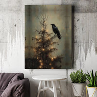 Dark Academia Raven Holiday Wall Art, Gothic Crow Christmas Tree Poster, Moody Victorian Xmas Art Print, Spooky Digital Download