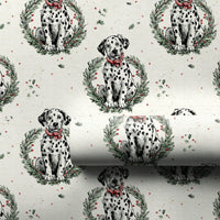 Dog Wreath Holiday Gift Wrap, Dalmatian Christmas Wrapping Paper, Puppy Lover Festive Wrapping Paper, Adorable Dog Holiday Gift Wrap Roll