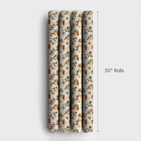 Holiday Floral Gift Wrapping Paper, Vintage Christmas Bells Wrapping Paper, Rustic Watercolor Xmas Gift Wrap, Winter Birthday Wrapping Paper