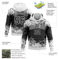 Personalized Name and Number Pullover Sweatshirt, Custom Christmas Snowflake Hoodie, Holiday Winter Sports Hoodie, Xmas Fan Present