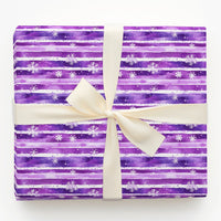 Watercolor Striped Gift Wrap, Purple Snowflake Wrapping Paper, Winter Holiday Wrapping Paper, Christmas Gift Wrap, Seasonal Present Paper