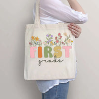 Personalized Grade Flowers Shopping Tote Bag