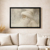 Snowy Woods Santa Wall Art, Vintage Santa Claus Canvas, Neutral Christmas Canvas Art, Rustic Holiday Wall Decor, Winter Santa Canvas