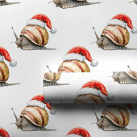 Santa Hat Animal Gift Wrap, Christmas Snail Wrapping Paper, Whimsical Snail Wrapping Paper Roll, Holiday Wrapping Paper