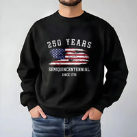 250 Years Semiquincentennial Sweatshirt | Distressed American Flag Since 1776 Design | Soft Cotton Polyester Blend | Patriotic Gift for History Lovers