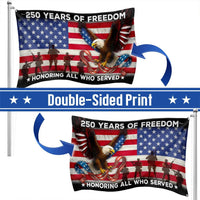 250 Years of Freedom American Flag | Patriotic Eagle Veterans Tribute | UV-Resistant Polyester House Flag | Commemorative Military Gift