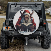Dark Christmas Folklore Tire Cover, Krampus Santa Spare Tire Cover, Creepy Holiday Horror Tire Cover, Gothic Winter Truck SUV Present