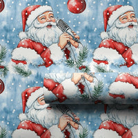 Vintage Microphone Santa Gift Wrap, Singing Santa Wrapping Paper, Musical Christmas Wrapping Paper, Festive Holiday Present Gift Wrap