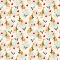 Safari Holiday Gift Wrap, Giraffe Christmas Wrapping Paper, Adorable Winter Animal Gift Wrap, Green Scarf Giraffe Present Paper Roll